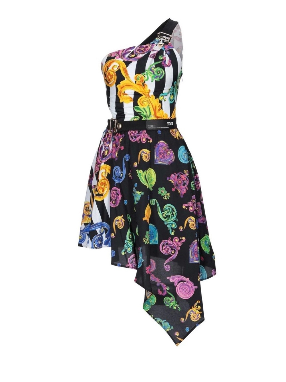 Versace jeans couture colorful asymmetrical dress